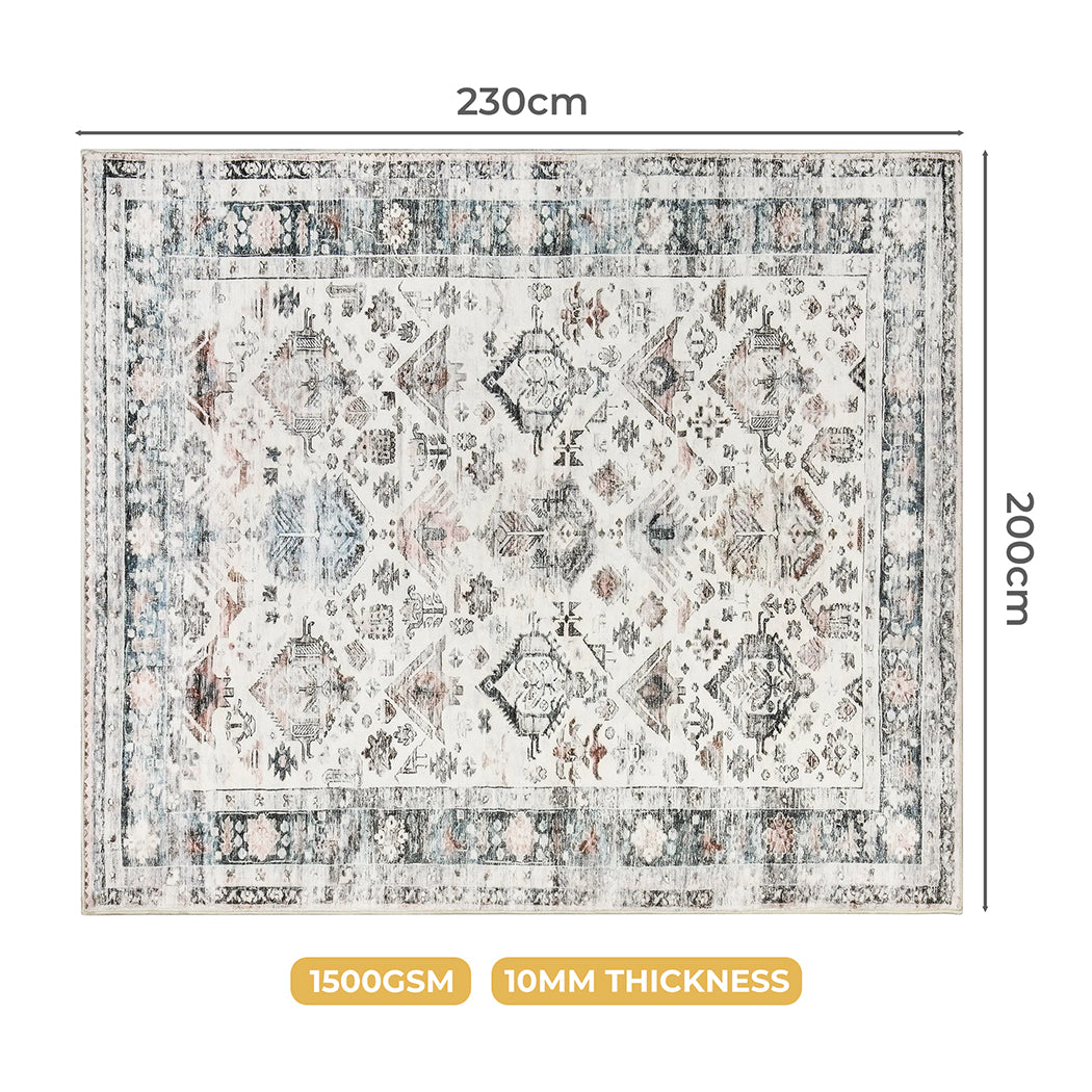 Floor Rug Short Pile Washable Soft Plush Non Slip Carpet 200X230 Cm