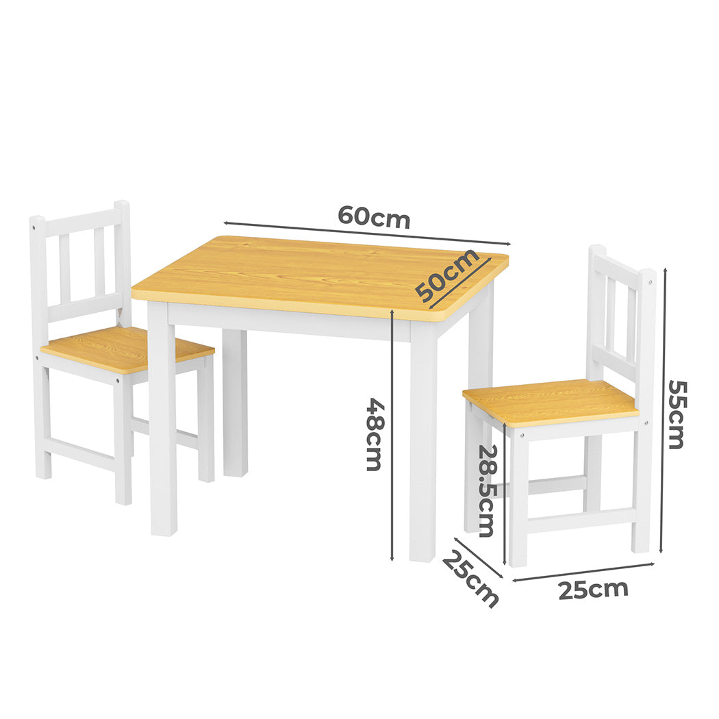 Bopeep Kids Table And Chairs Set Wooden 3Pcs Study Play
