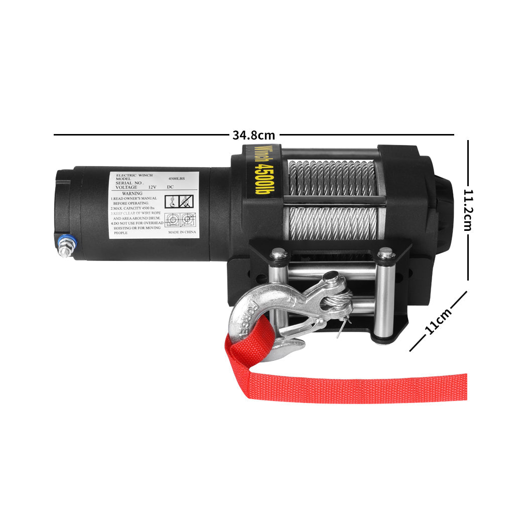 4500Lbs 12V Electric Winch Wireless Remote Control For Atv Trailer And Vehicle Recovery