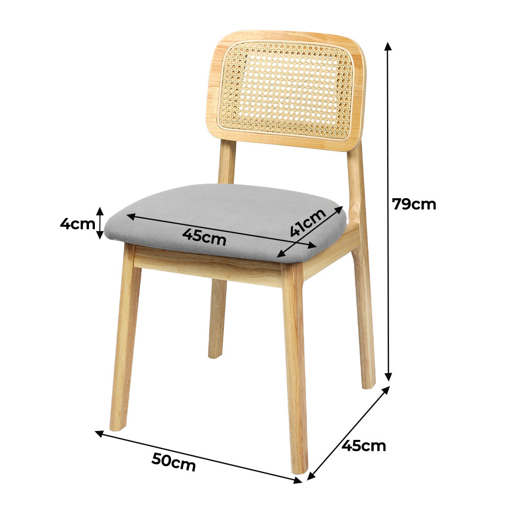 Set Of 2 Armless Dining Chairs With Wood And Rattan Natural For Modern Spaces