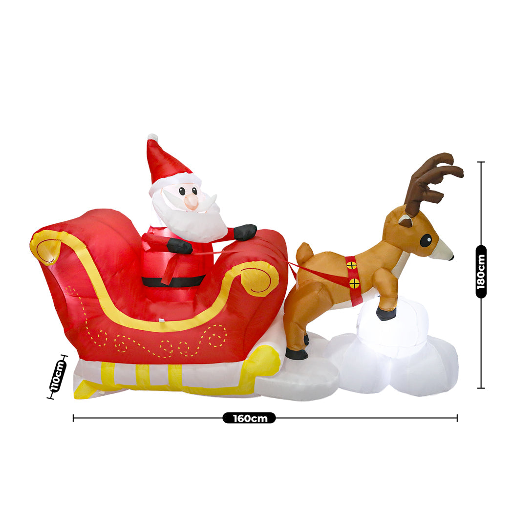 Santaco Christmas Inflatables Outdoor Claus Reindeer Sleigh Lights Decor