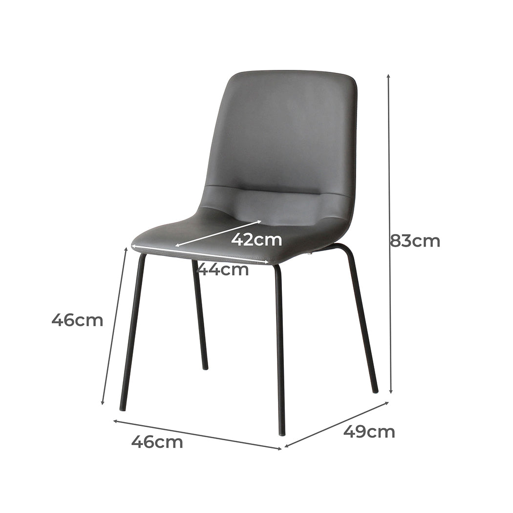 4Pcs Stackable Dining Chairs Kitchen Dark Grey
