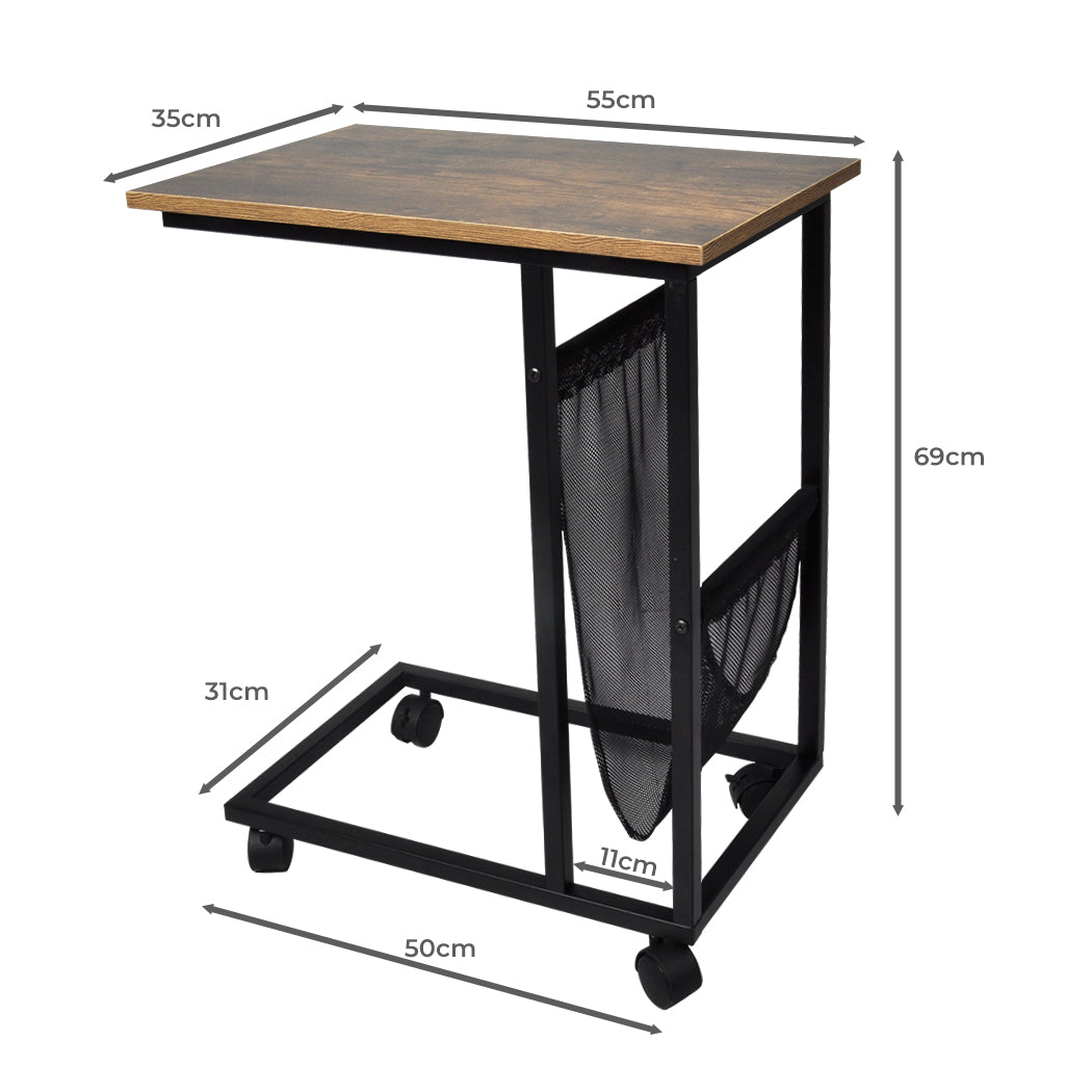 Side Table Mobile Coffee Tables Brown Back