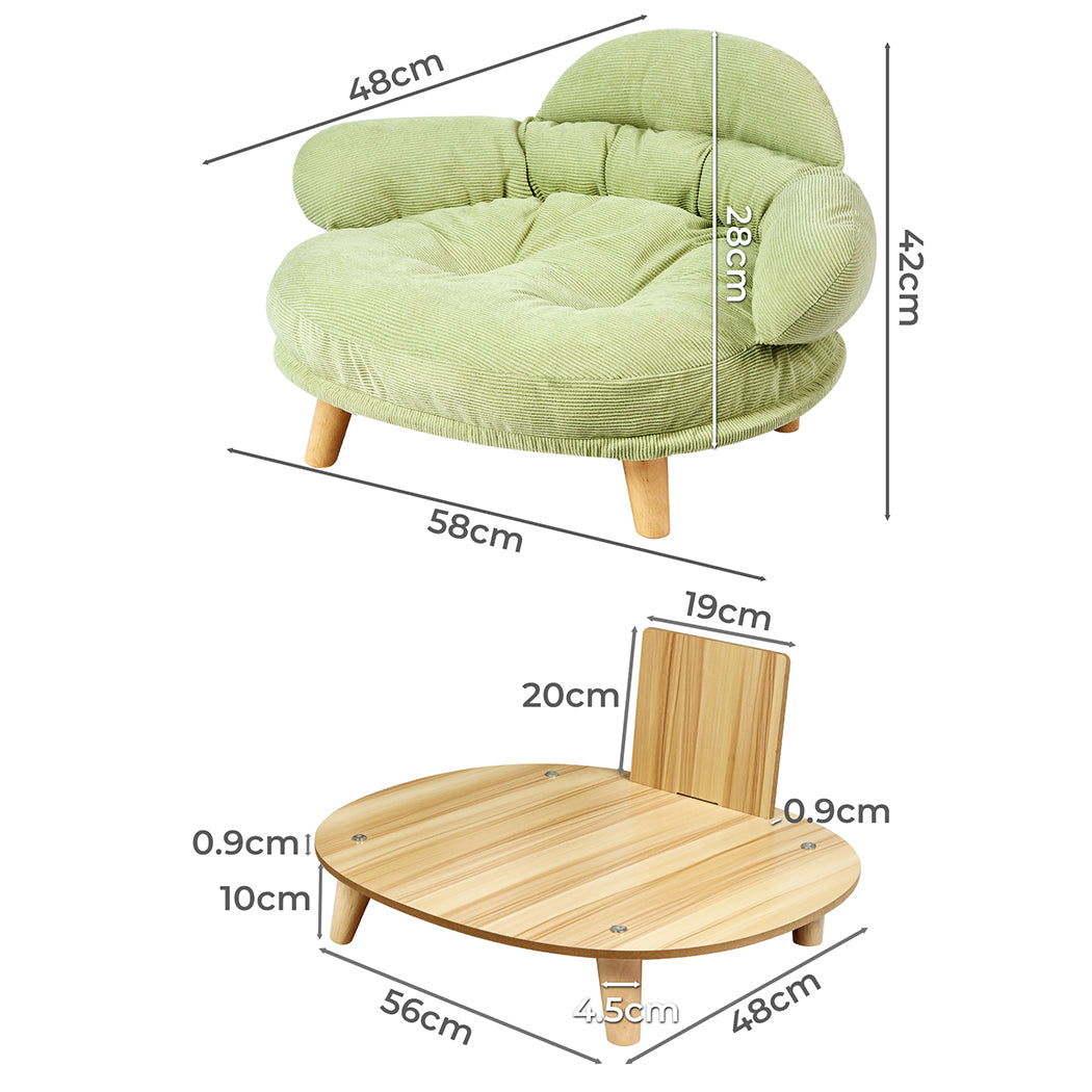 Pawz Elevated Pet Dog Cat Sofa Bed Couch L Size Green