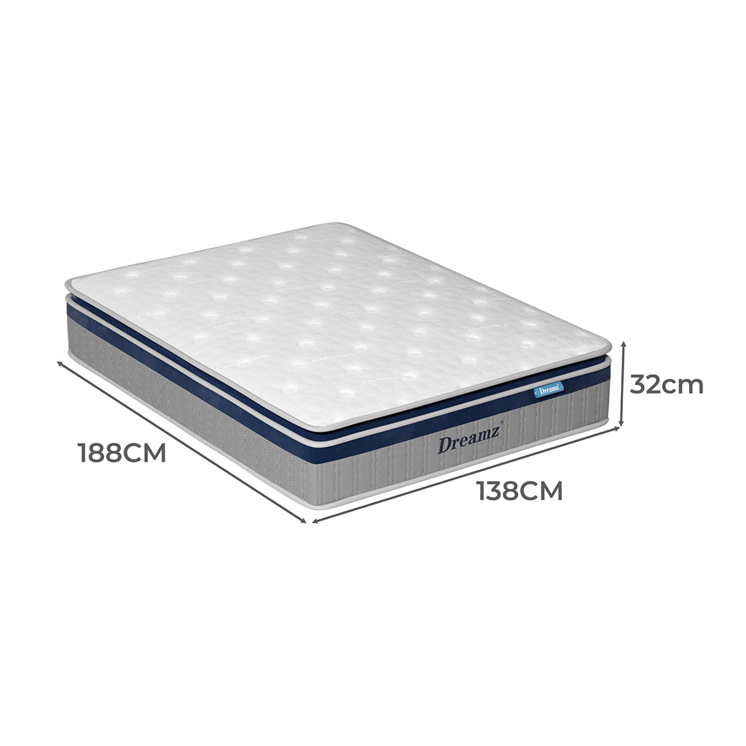 Dreamz Spring Mattress Pillow Top All Sizes 32Cm