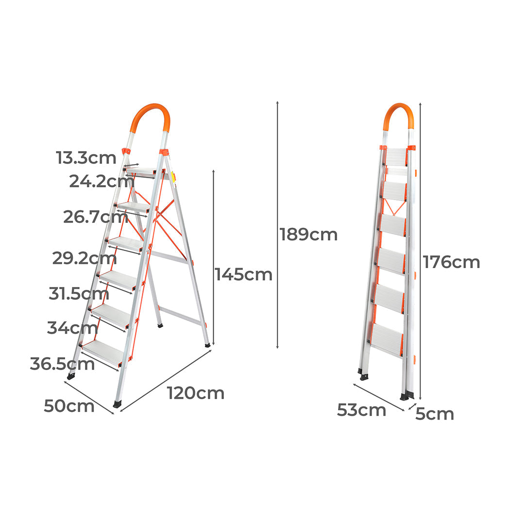 Traderight 6 Step Ladder Folding Aluminium
