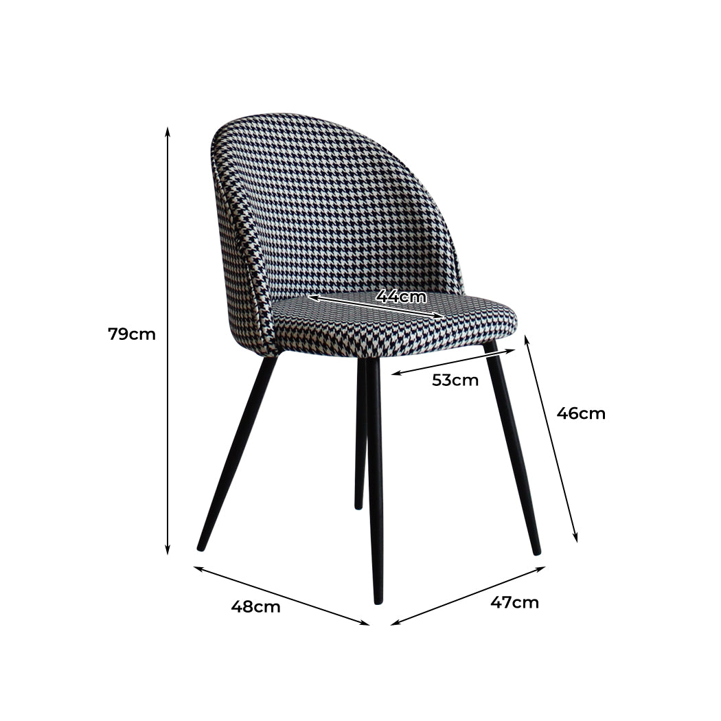 Set Of 2 Dining Chairs Black And White For Kitchen Or Cafe Stylish Seating Solution