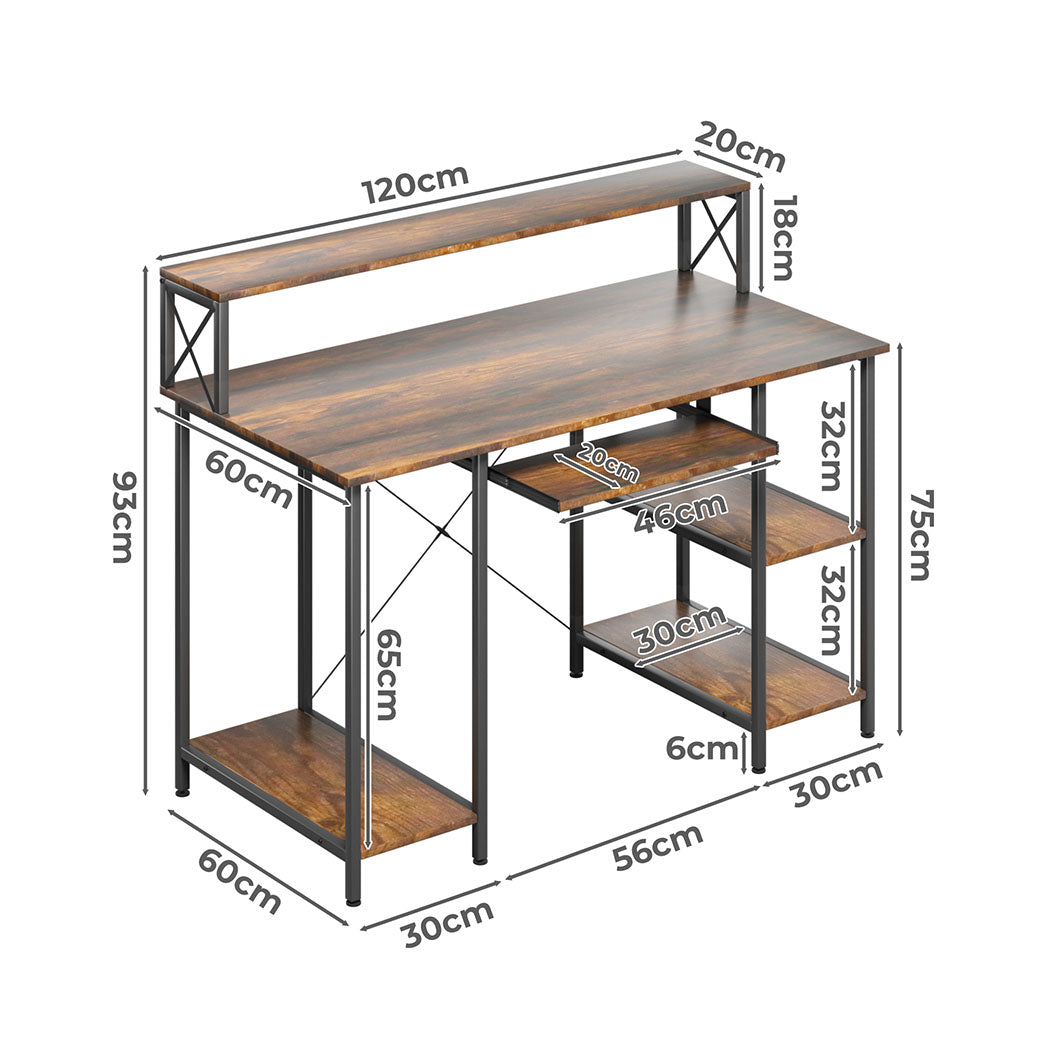 Office Gaming Computer Desk Brown