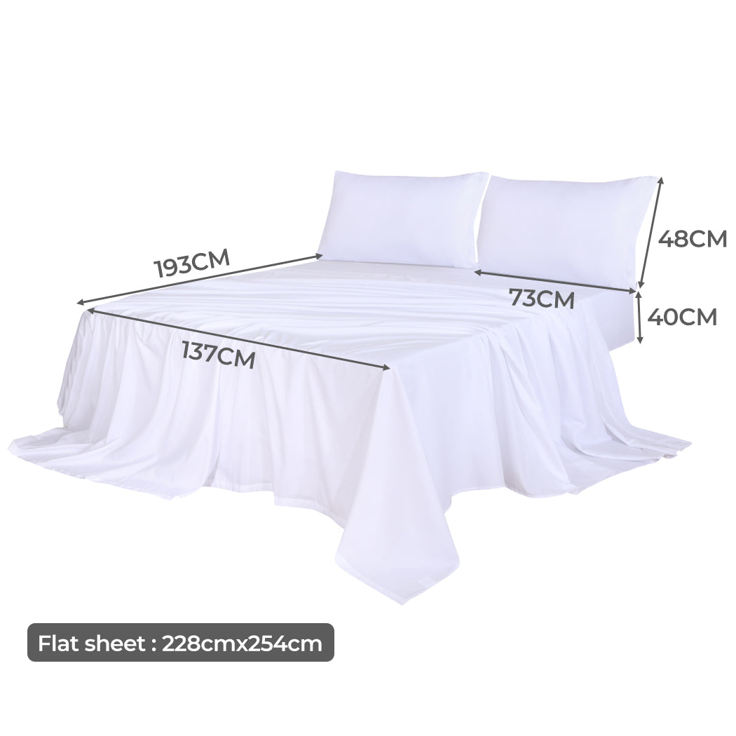 Dreamz 4Pcs Double Size 100% Bamboo Bed Sheet Set In White Colour Soft Cool Hypoallergenic