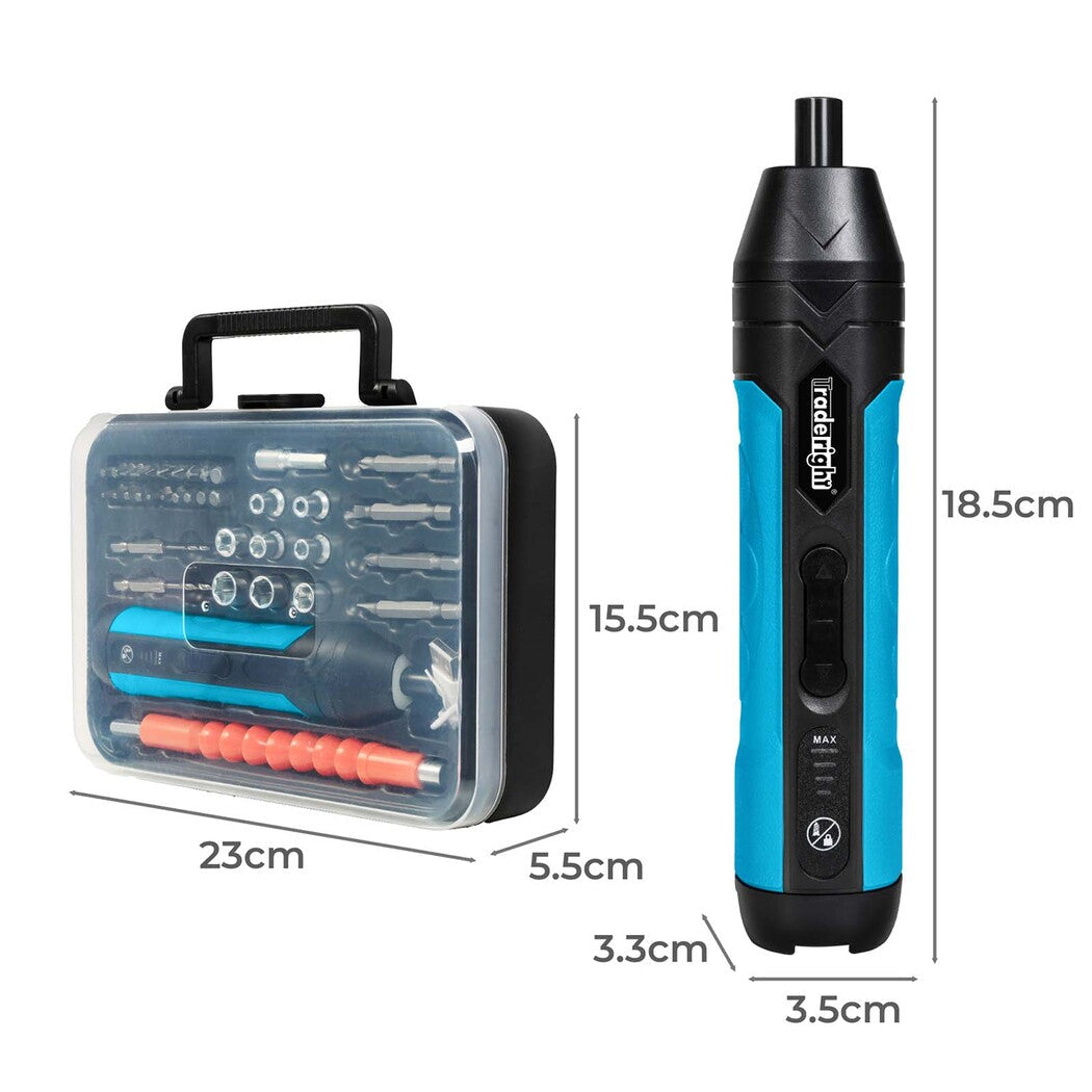 Traderight 4V 37Pcs Cordless Screwdriver 1500Mah 300Rpm