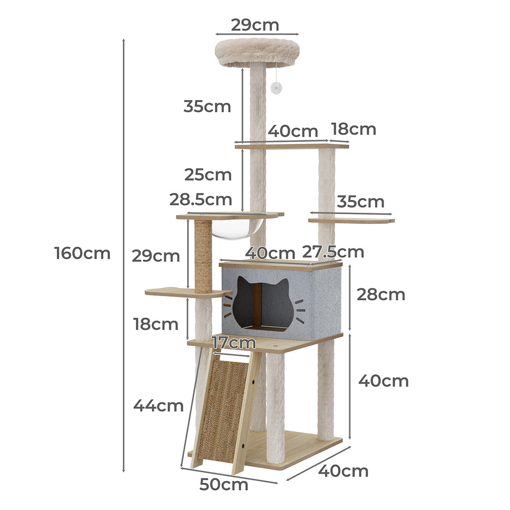 Pawz Cat Tree Tower Large Scratcher Condo House 160Cm