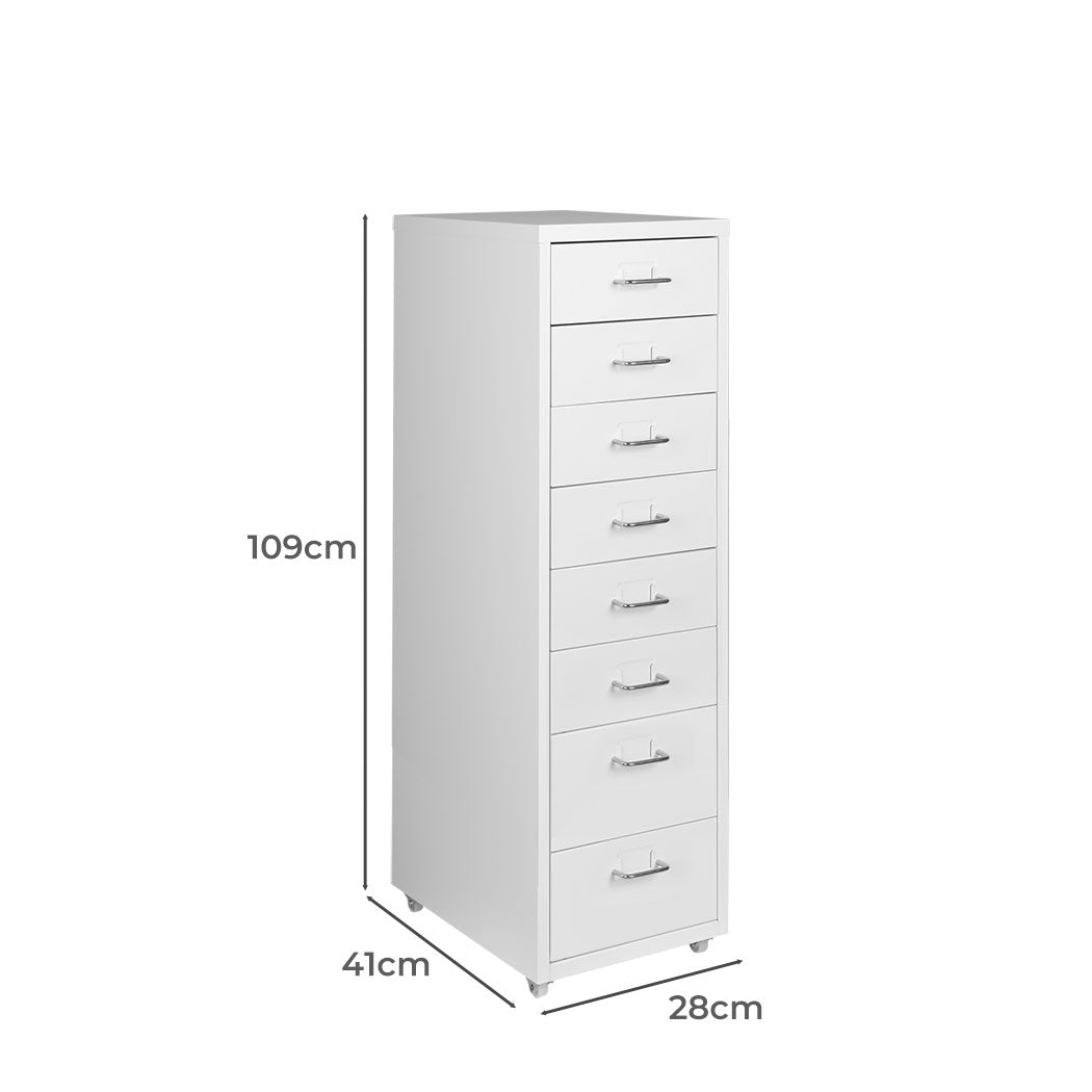 Office Cabinet 8 Drawer Drawers Filing Steel Frame White