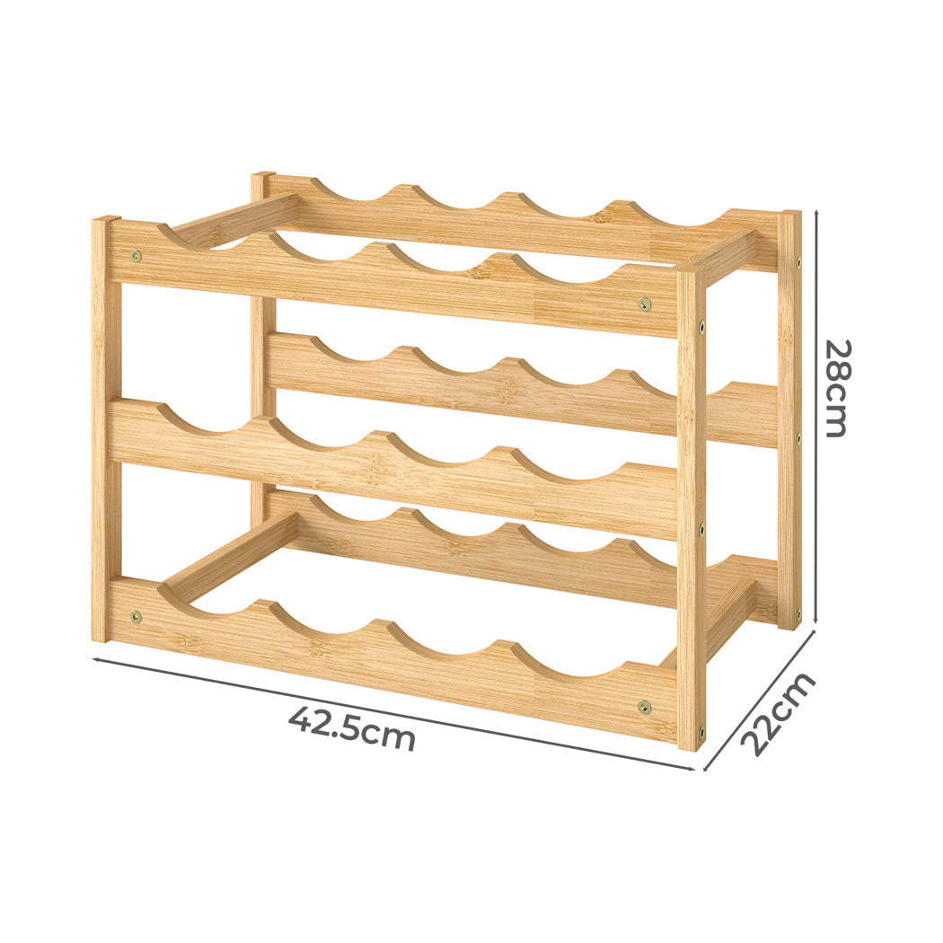 Toque Natural Bamboo Wine Rack 12 Bottle Capacity