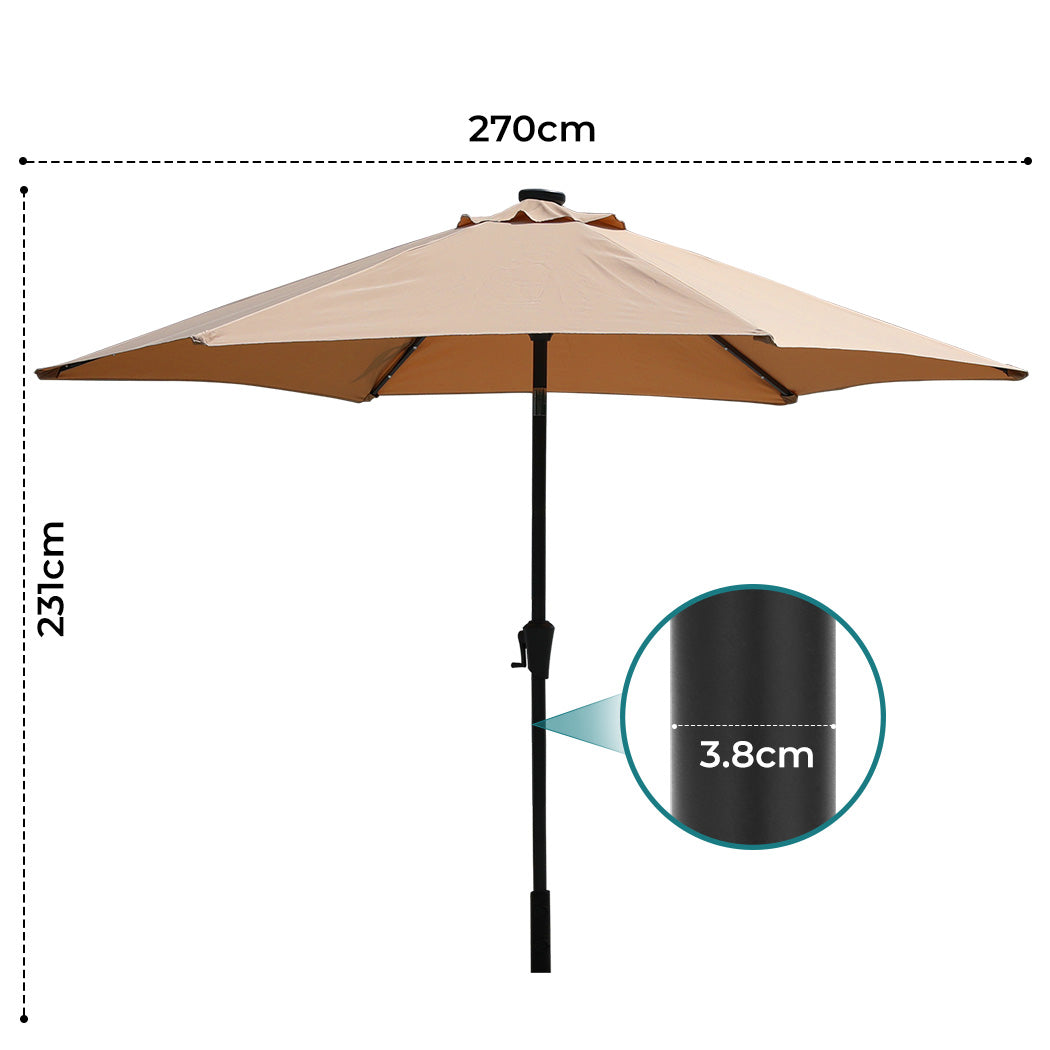Centra 2.7M Led Outdoor Umbrella Base Stand Khaki