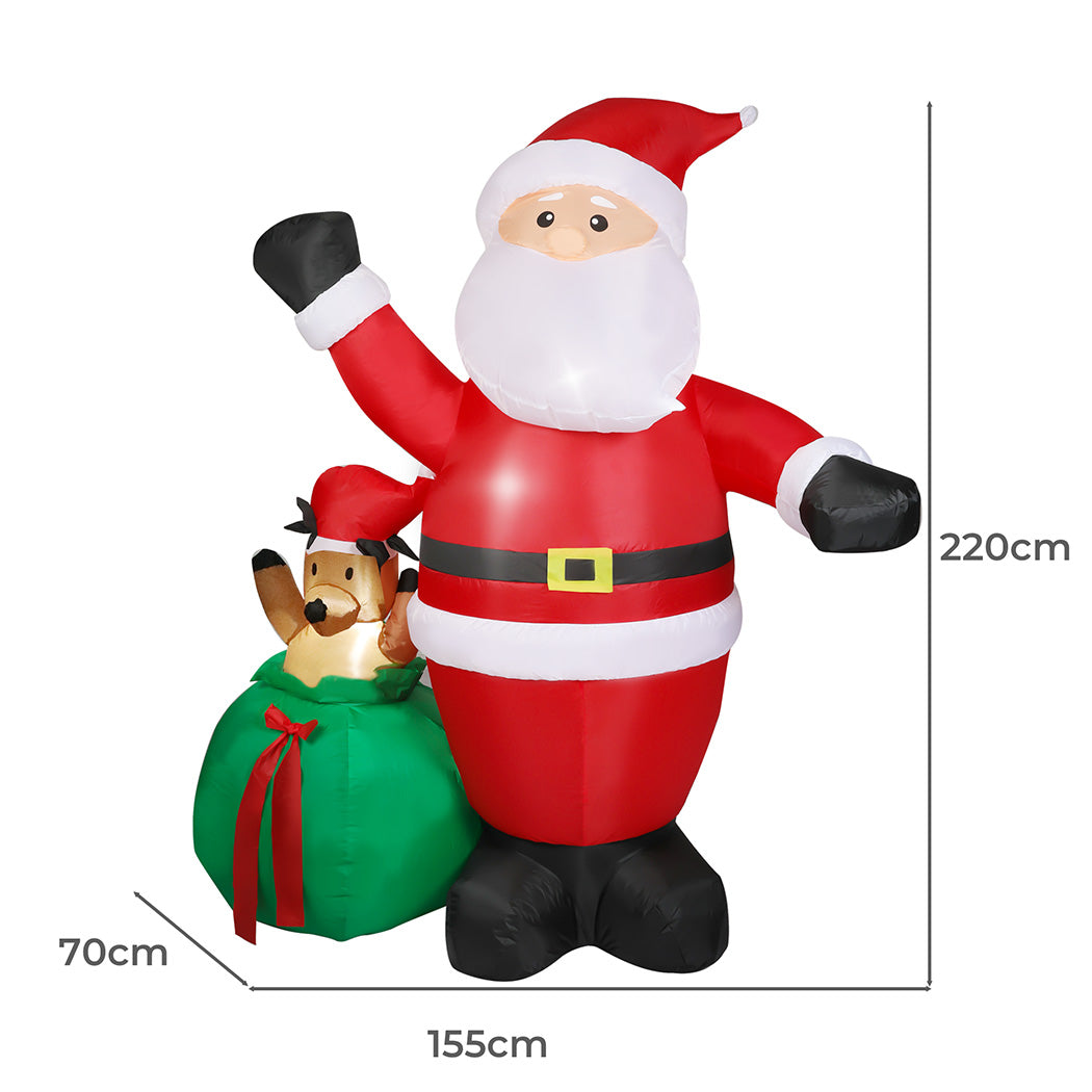 Santaco Christmas Inflatable Outdoor Claus Elk 2.2M Xmas Decoration Light