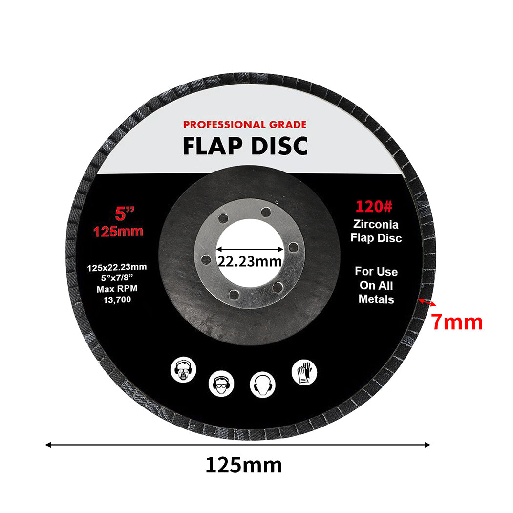 Traderight Flap Discs 125Mm 5" Zirconia 1X20mx3 60Sqm