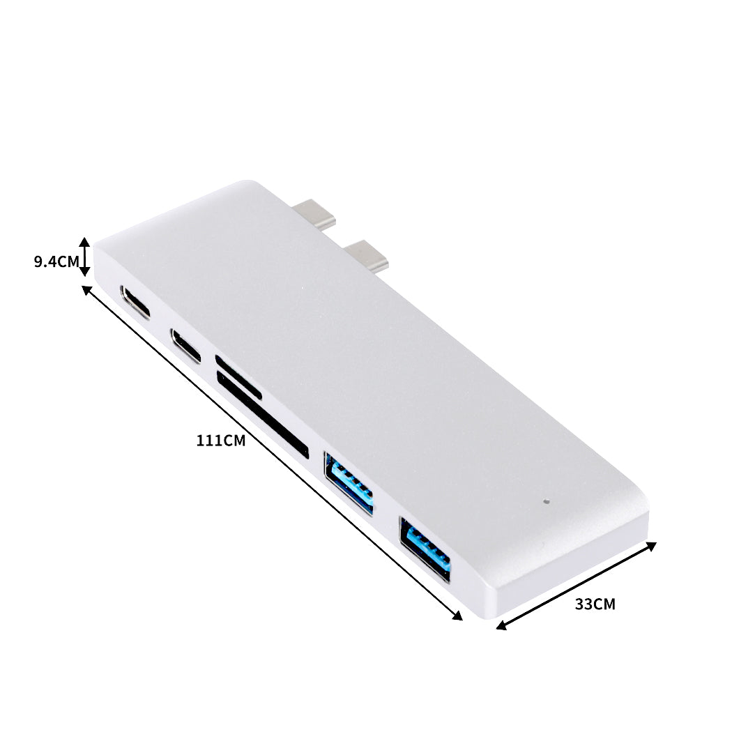 Usb 3.0 Type C Hub 6 Port Powered Adapter Silver