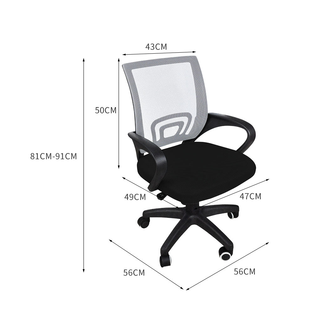 2X Office Chair Gaming Computer Grey Adjustable Ergonomic Seat Support