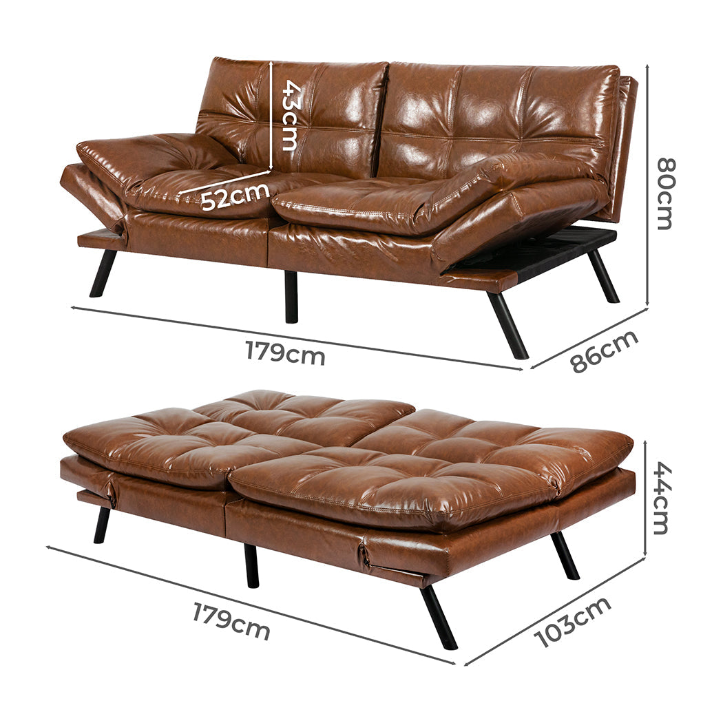 Sofa Bed Futon Recliner Lounge Brown