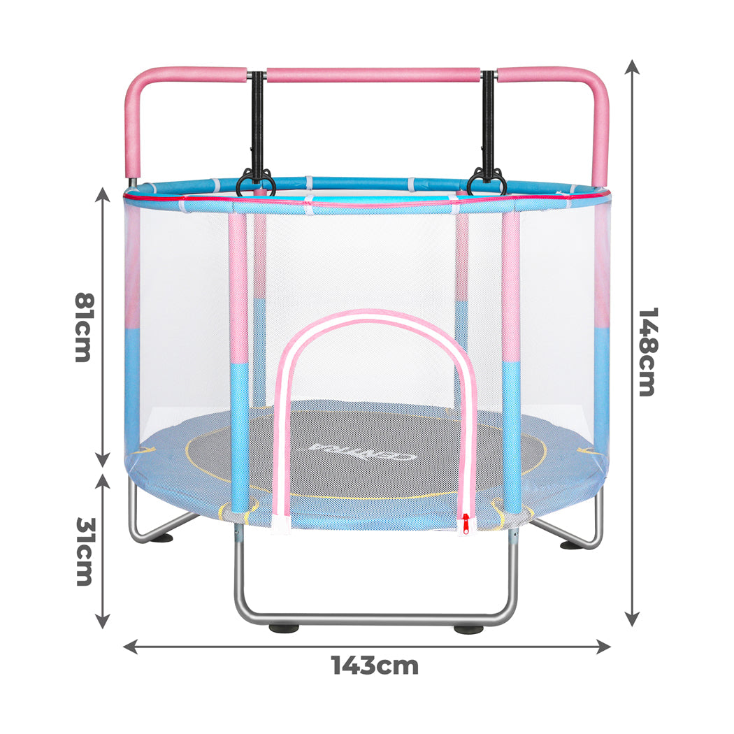 55" Kids Trampoline Rebounder Hanging Rings Pink
