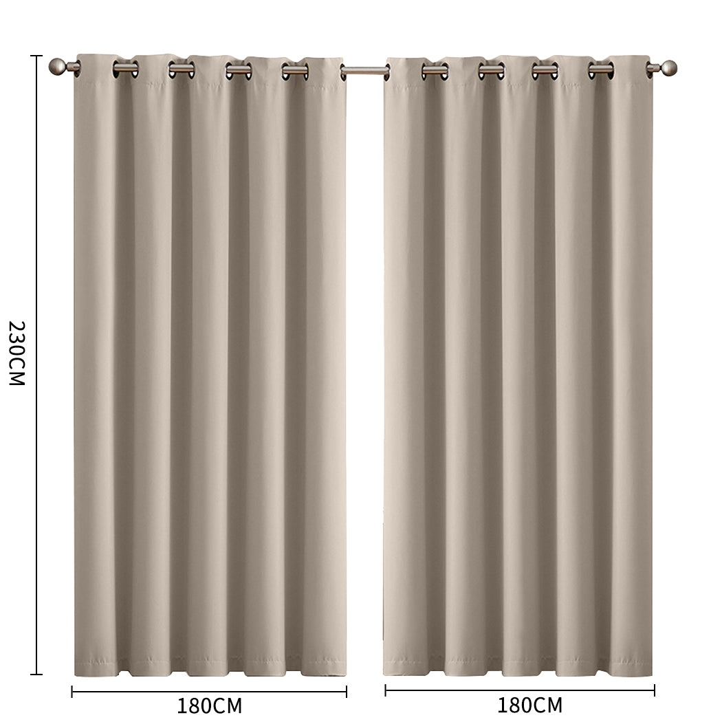 1 Sets of Sello 1 Sets Of 2X Blockout Curtains Panels 3 Layers Beige 180 230Cm