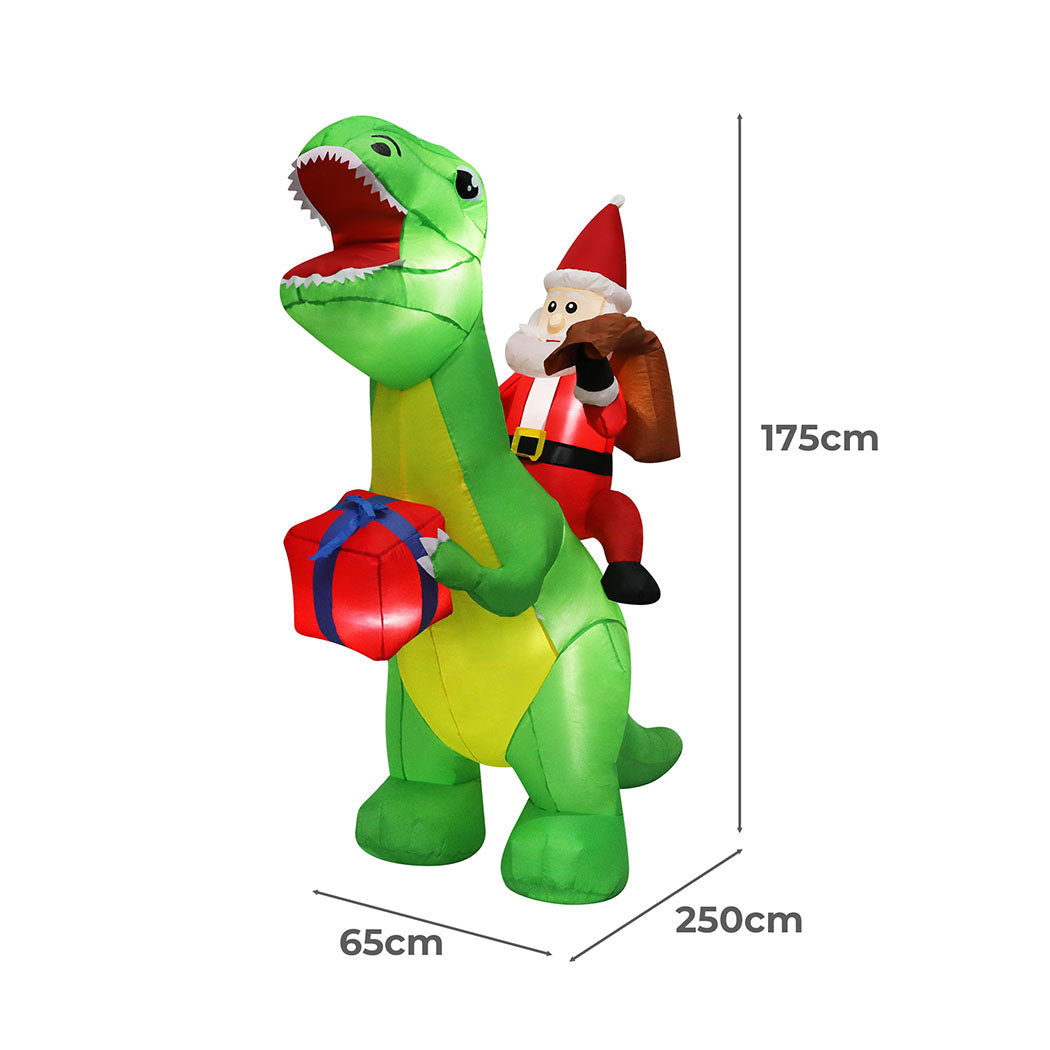 Santaco Christmas Inflatables Outdoor Claus Riding Dinosaur Lights Dcor