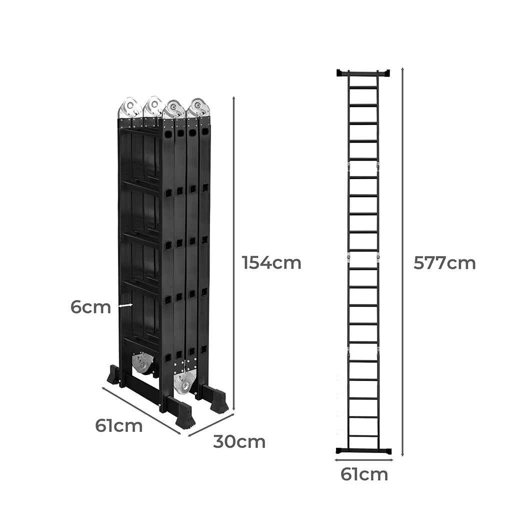Traderight Multi Purpose Ladder Aluminium 5.7Meter