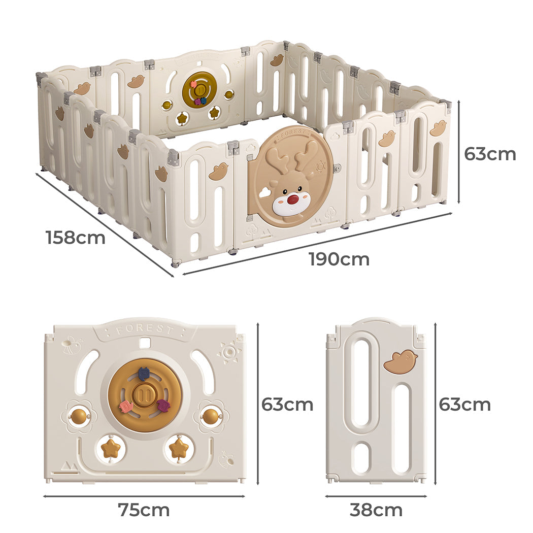 Bopeep 16 Panels Kids Playpen Baby Safety Gate