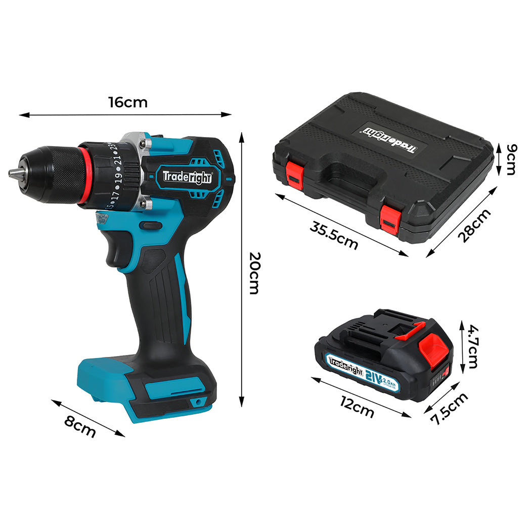 Traderight 21V Cordless Impact Drill With Led Light