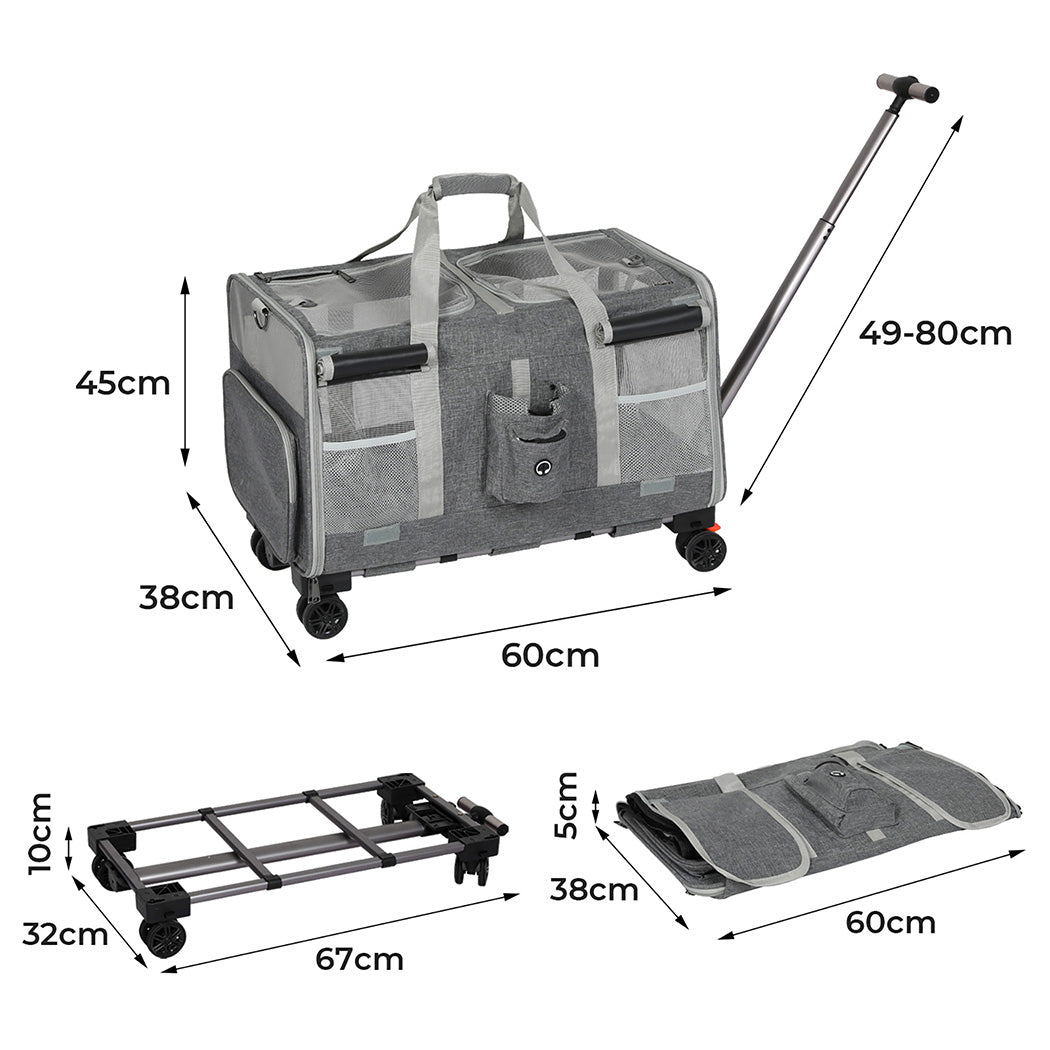 Pawz Pet Carrier 4 Wheel Portable Rolling Foldable