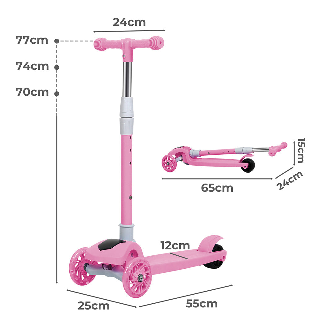 Bopeep Foldable Kids Scooter Led Music Pink