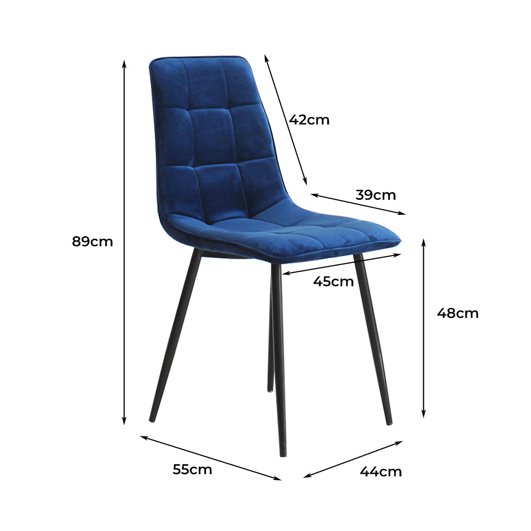 Velvet Blue 4 Piece Dining Chairs Set For Kitchen Modern Comfort And Style