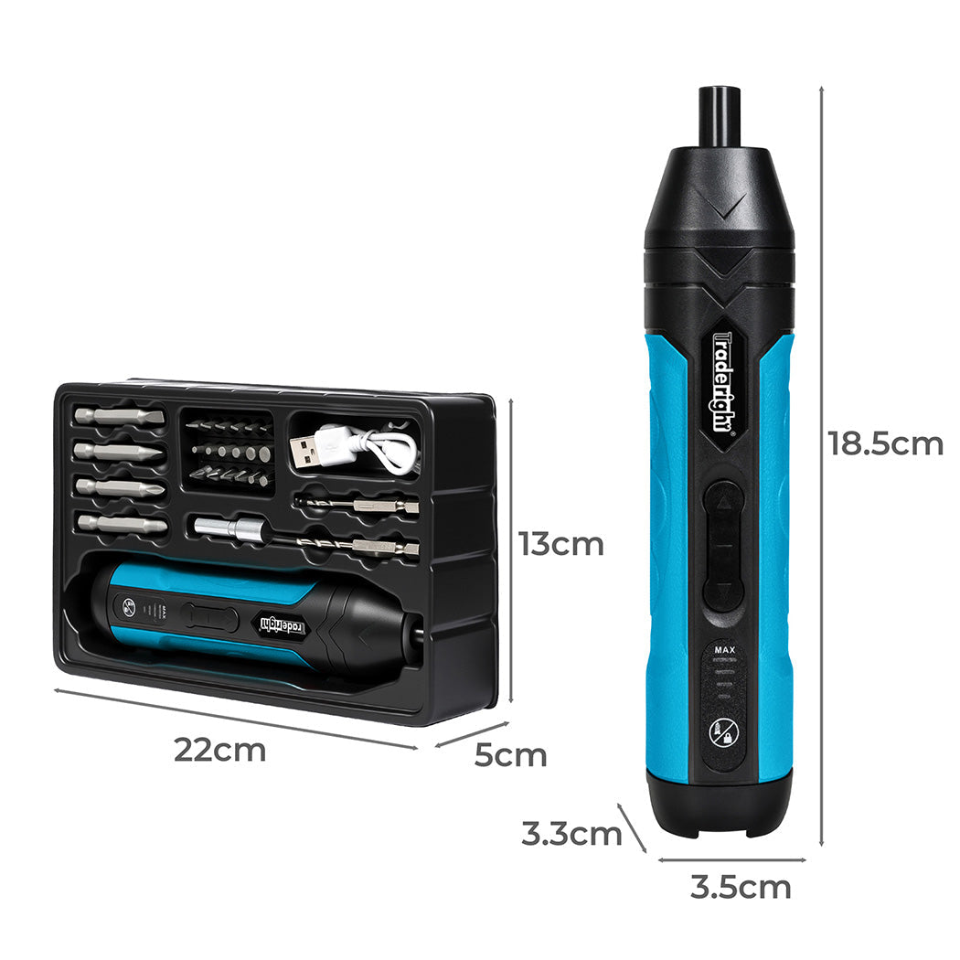 Traderight 4V 26Pcs Cordless Screwdriver 1500Mah 300Rpm