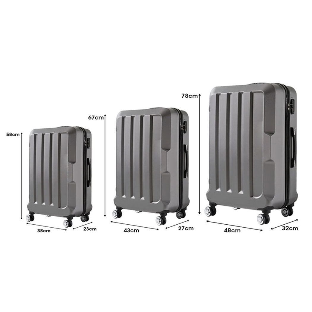 Slimbridge 20"24"28" 3Pc Luggage Sets Dark Grey