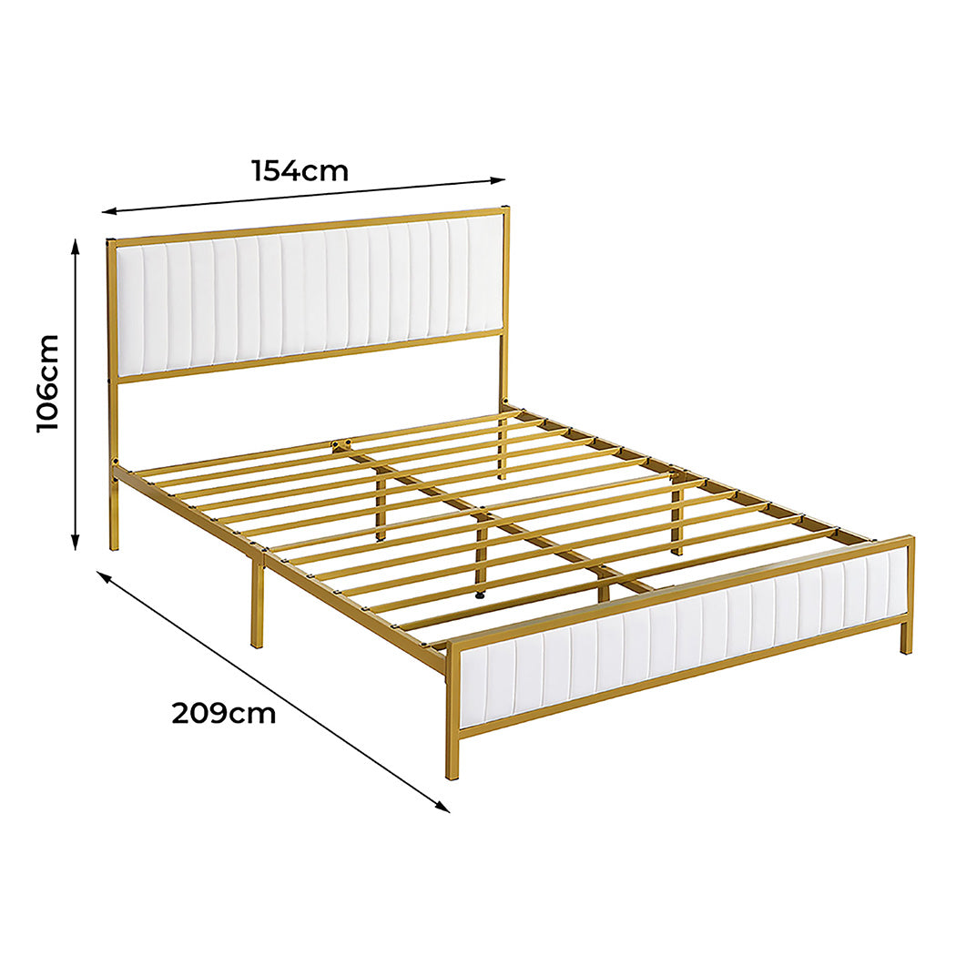 209Cm X 154Cm 106Cm Metal Bed Frame Under Storage Queen Beige