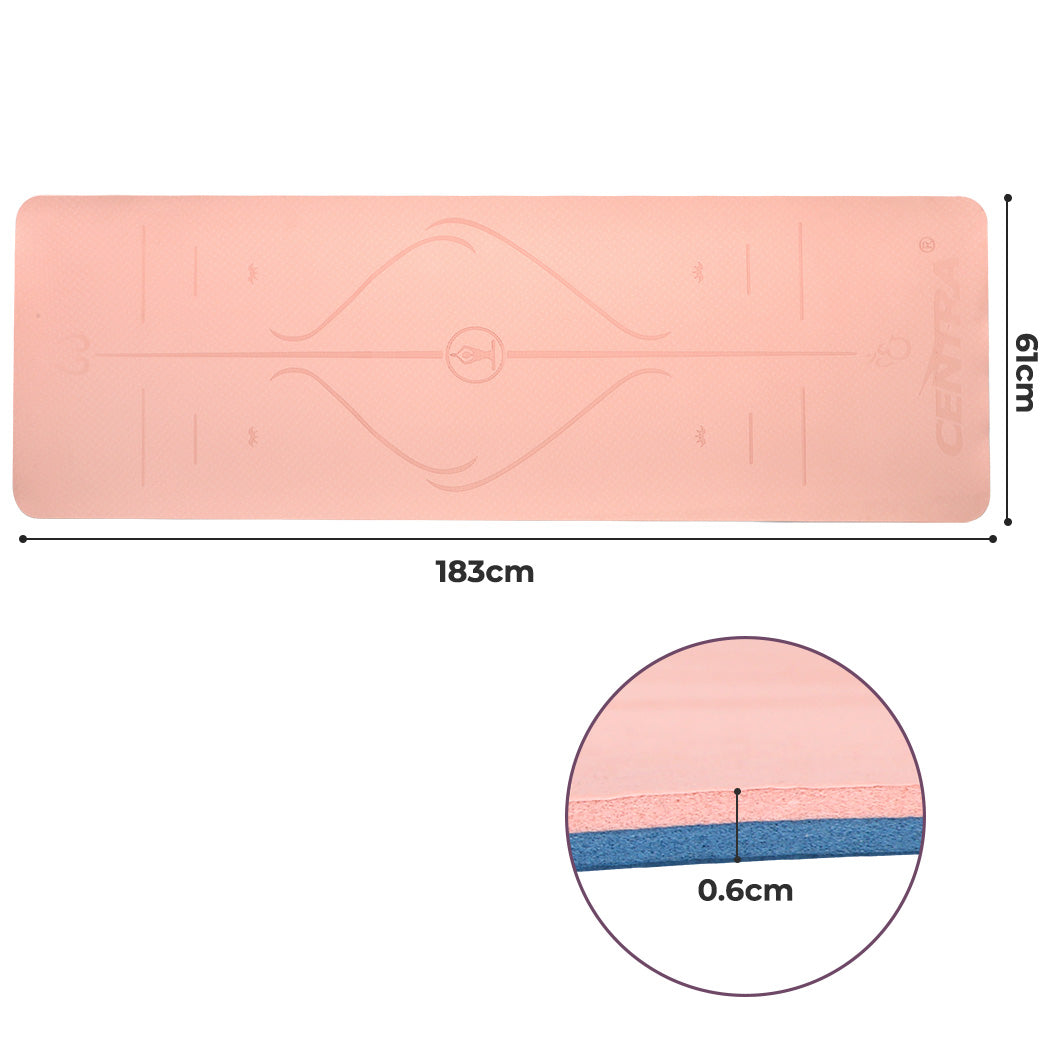 Yoga Mat Dual Colour Body Position Lines Pink