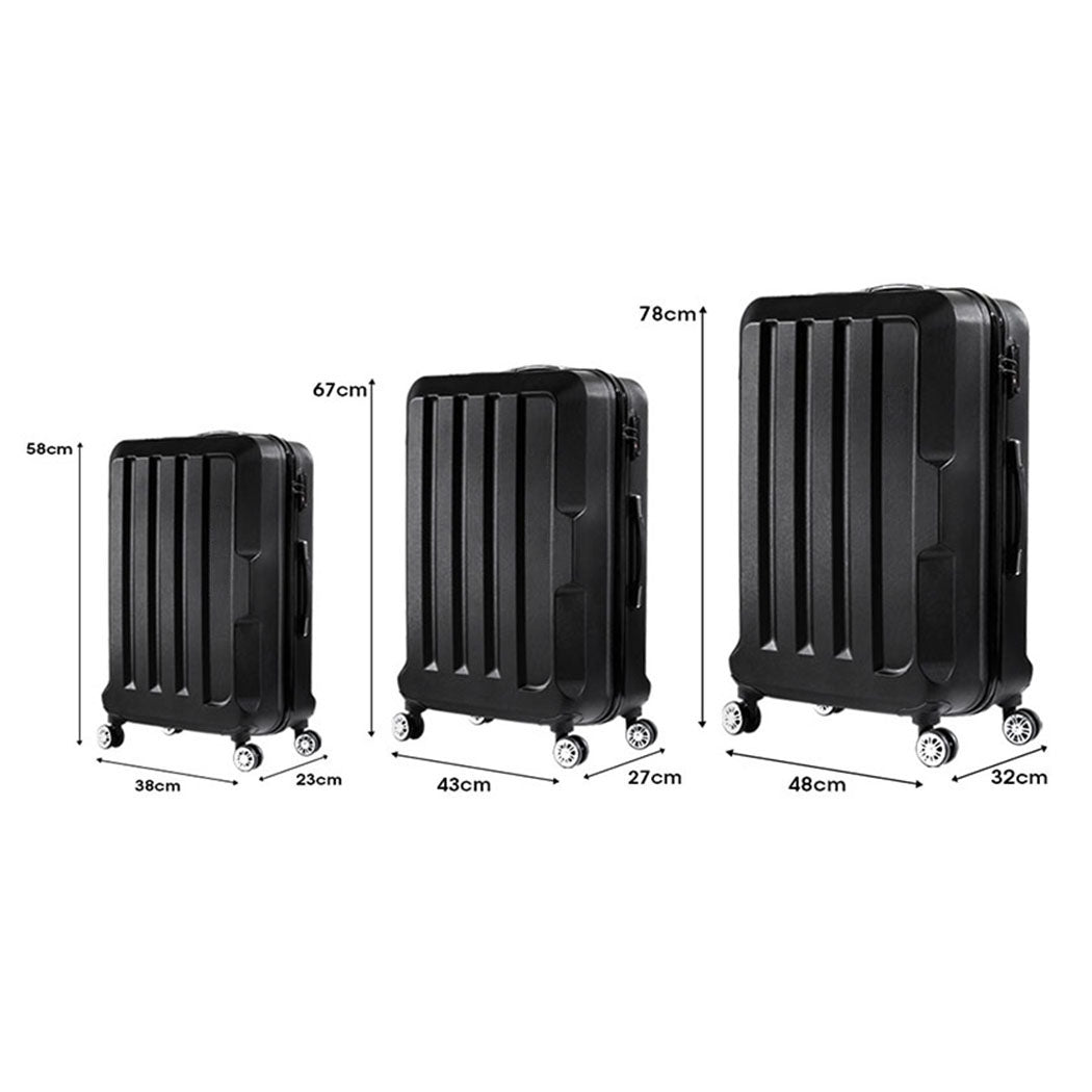 Slimbridge 20"24"28" 3Pc Luggage Sets Black