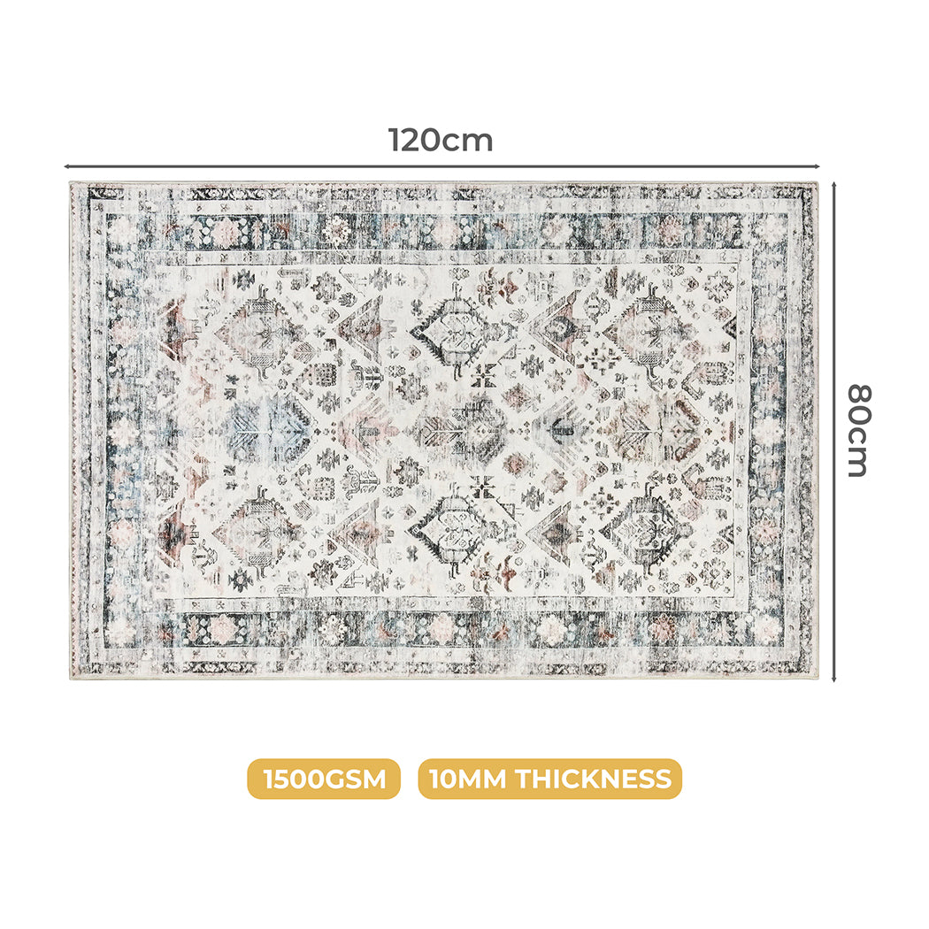 Floor Rug Short Pile Washable Soft Plush Non Slip Carpet 80X120 Cm
