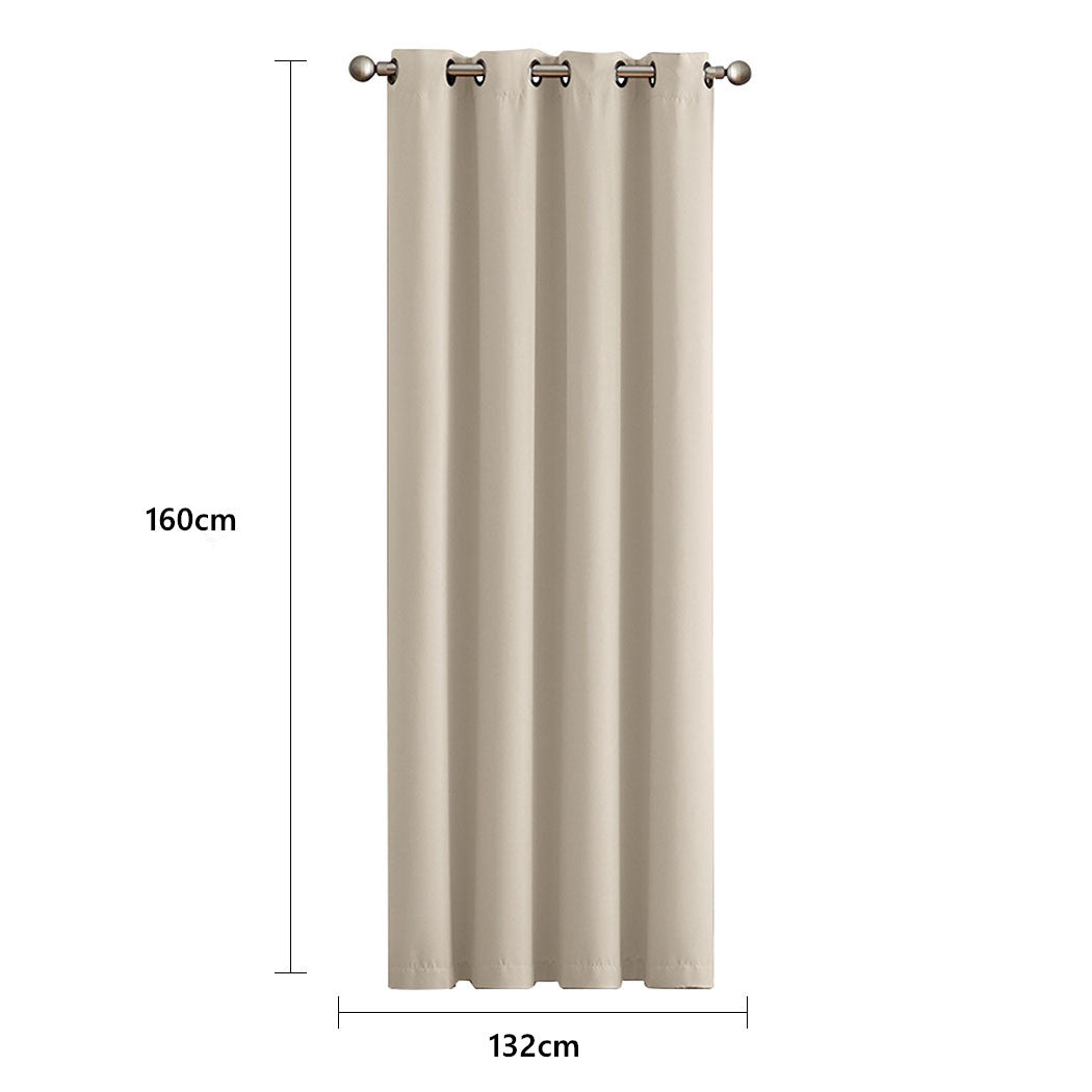 2X Blockout Curtains Panels 3 Layers Beige