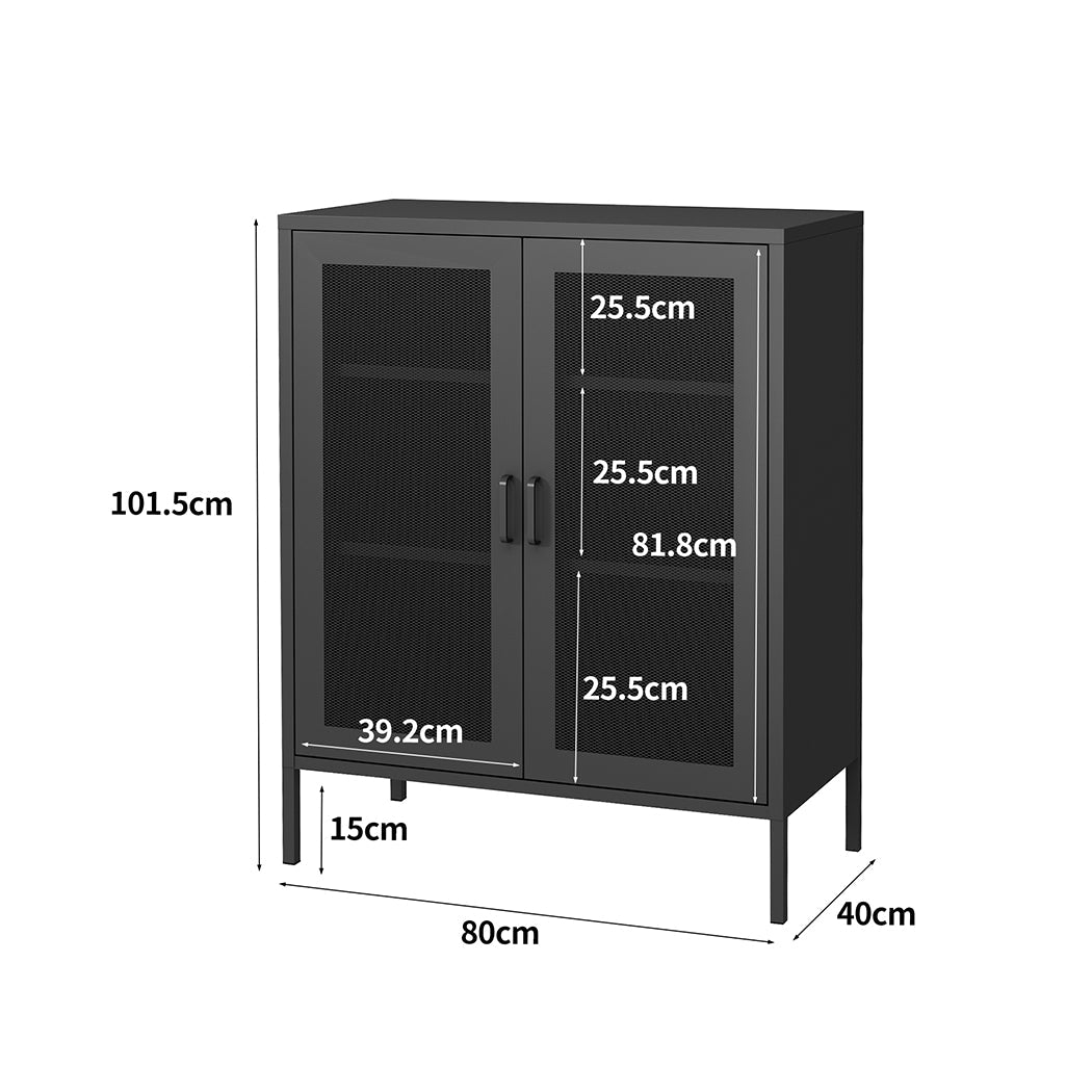80Cm X 40Cm 101.5Cm Storage Cabinet Steel Kitchen Black