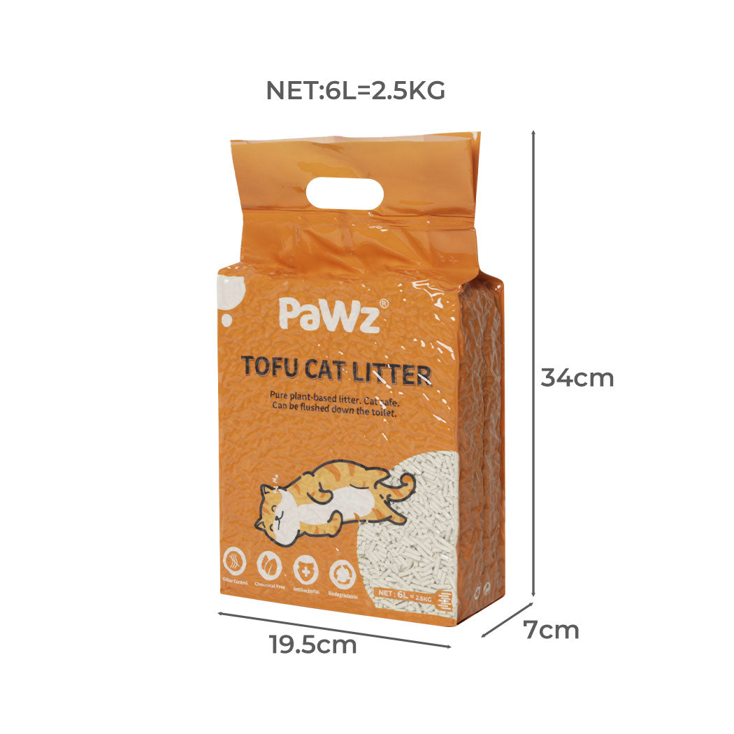Pawz 2.5Kg Tofu Cat Litter Clumping Natural 4Pcs