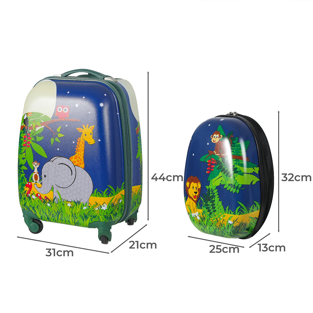 Bopeep 16''13'' 2Pcs Kids Luggage Backpack Set Jungle
