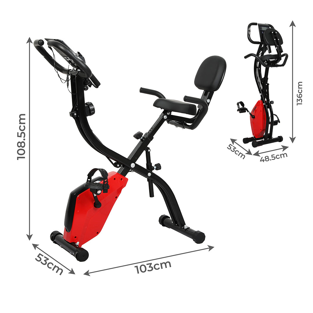 Centra Exercise Bike Foldable Design 16 Levels Black Red