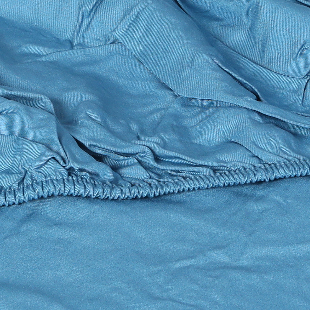 Dreamz 4Pcs King Size 100% Bamboo Bed Sheet Set In Soft Blue Colour Hypoallergenic Cool