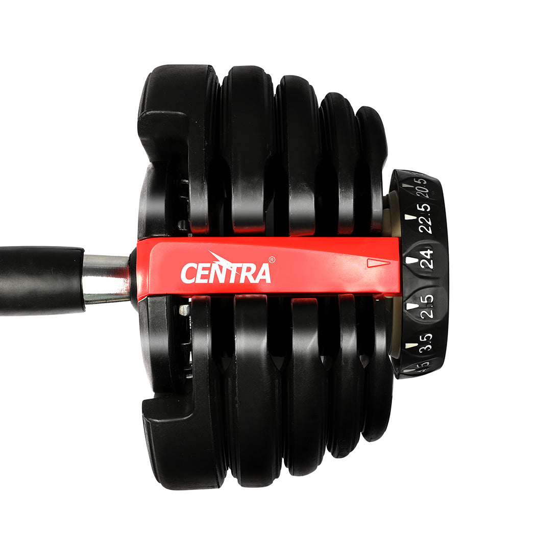 Centra 24Kg Adjustable Dumbbell Set Home Gym Black