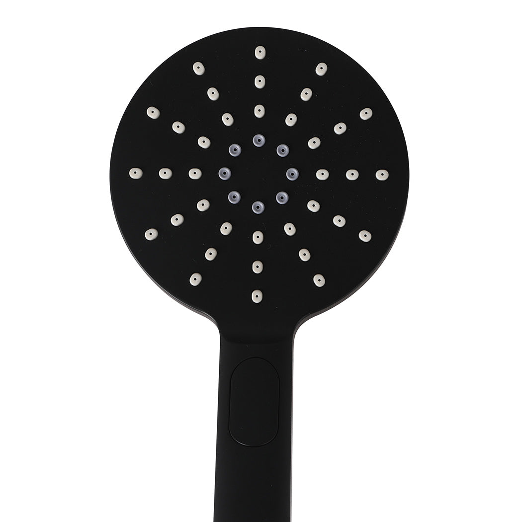Shower Head High Pressure Set Rain Round Black