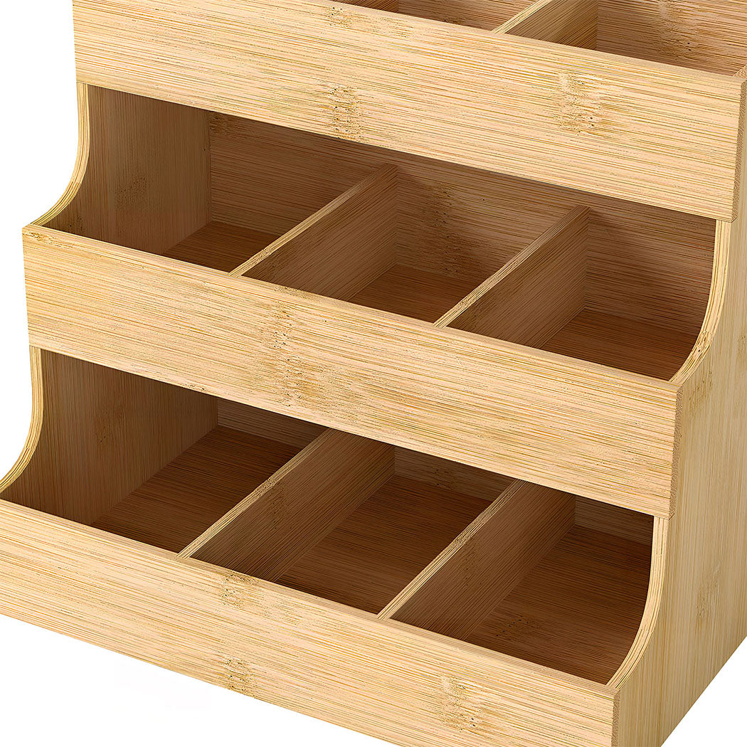 Toque Vertical Bamboo Tea Organizer Holds 180 Bags