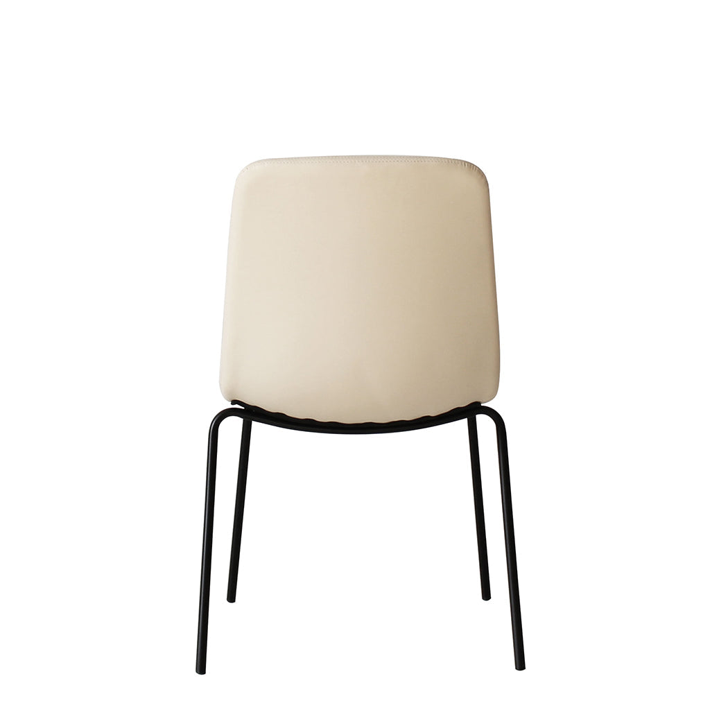 4Pcs Stackable Dining Chairs Kitchen Beige