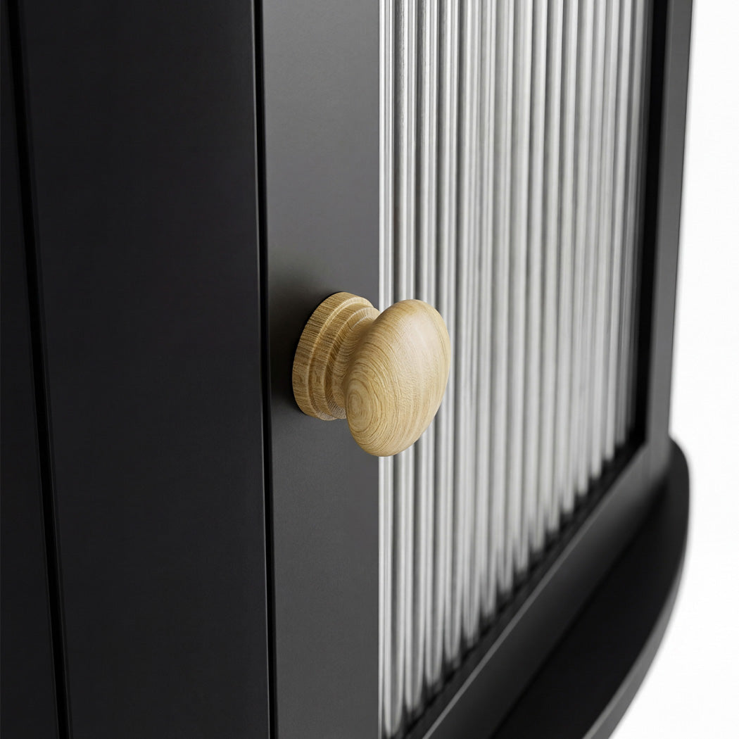 Toque 2 Tier Bamboo Corner Bread Box For Kitchen Countertop Storage Black