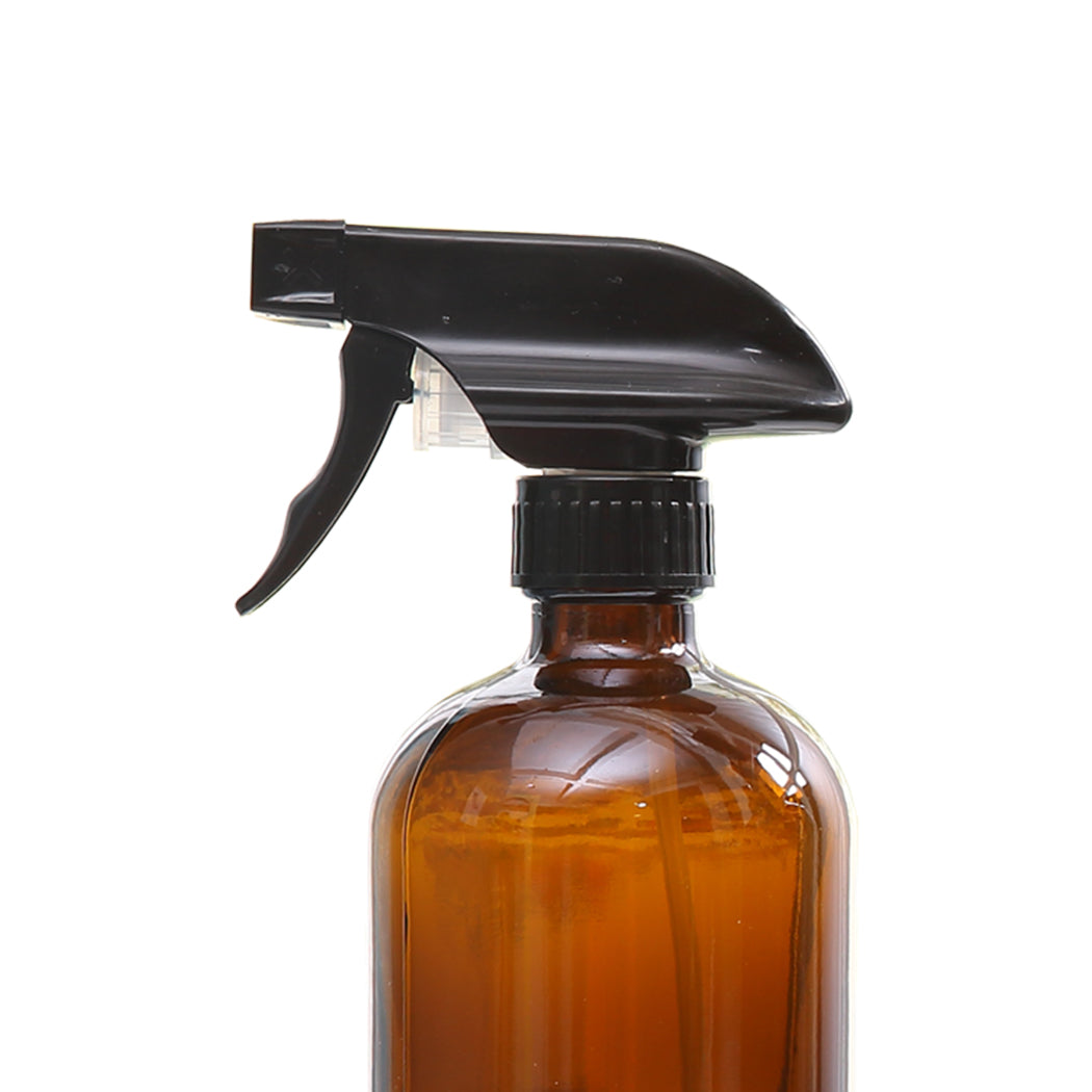 4X 500Ml Amber Black Glass Spray Bottles Trigger